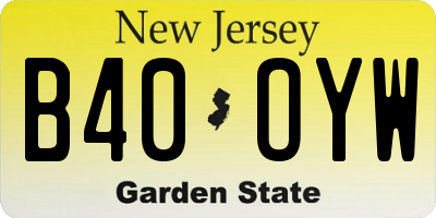 NJ license plate B40OYW