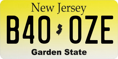 NJ license plate B40OZE
