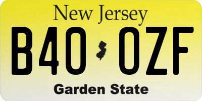 NJ license plate B40OZF
