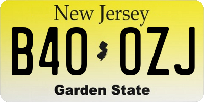 NJ license plate B40OZJ