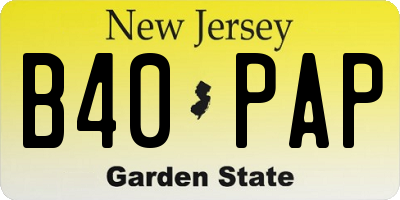 NJ license plate B40PAP