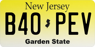 NJ license plate B40PEV