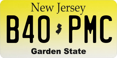 NJ license plate B40PMC