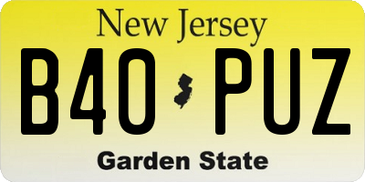 NJ license plate B40PUZ