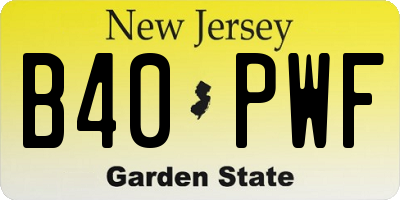 NJ license plate B40PWF