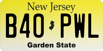 NJ license plate B40PWL