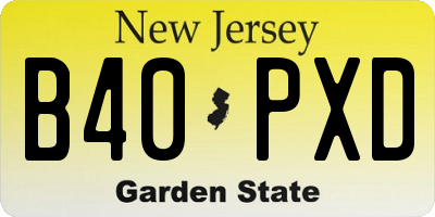 NJ license plate B40PXD