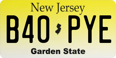 NJ license plate B40PYE