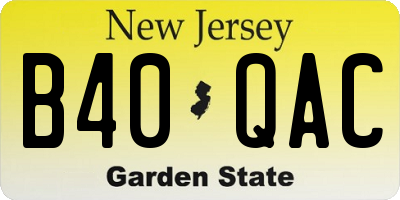 NJ license plate B40QAC