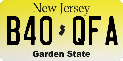 NJ license plate B40QFA