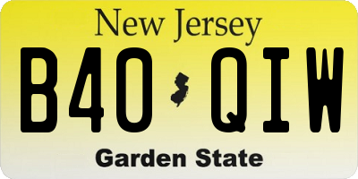 NJ license plate B40QIW