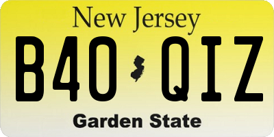 NJ license plate B40QIZ