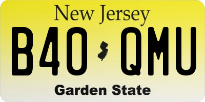 NJ license plate B40QMU