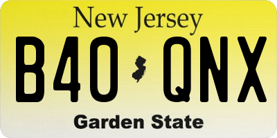 NJ license plate B40QNX