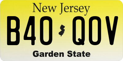 NJ license plate B40QOV