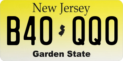 NJ license plate B40QQO