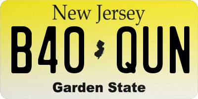 NJ license plate B40QUN