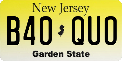 NJ license plate B40QUO