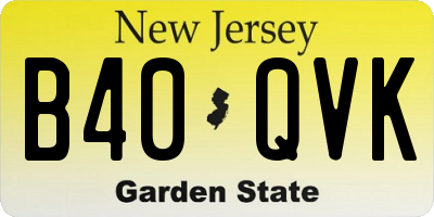 NJ license plate B40QVK