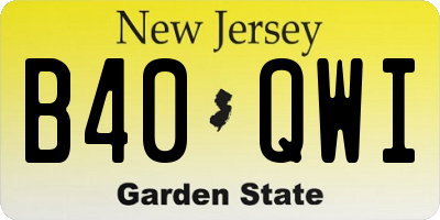 NJ license plate B40QWI