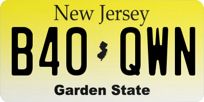 NJ license plate B40QWN