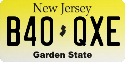 NJ license plate B40QXE