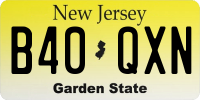 NJ license plate B40QXN