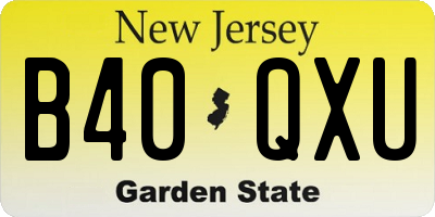 NJ license plate B40QXU
