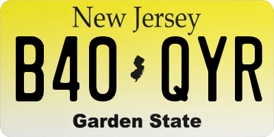 NJ license plate B40QYR