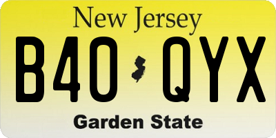 NJ license plate B40QYX