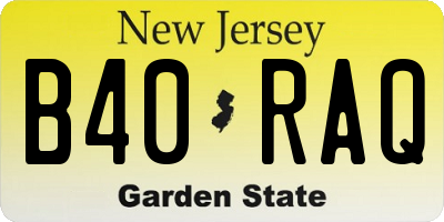 NJ license plate B40RAQ
