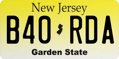 NJ license plate B40RDA