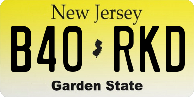 NJ license plate B40RKD