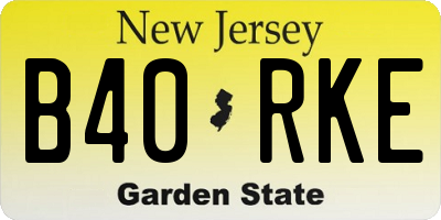 NJ license plate B40RKE