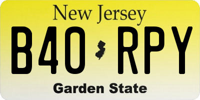 NJ license plate B40RPY