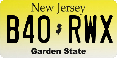 NJ license plate B40RWX