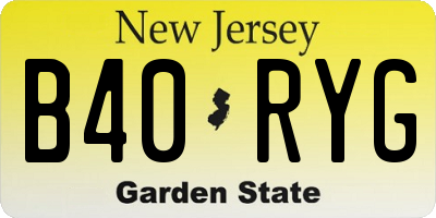 NJ license plate B40RYG