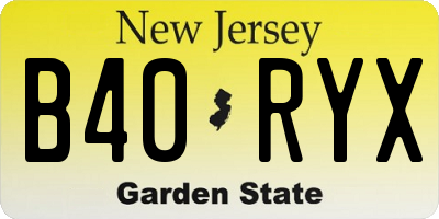 NJ license plate B40RYX