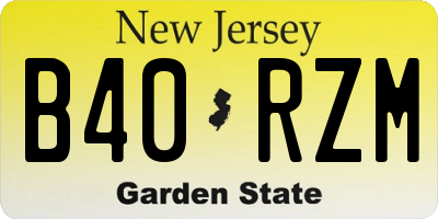 NJ license plate B40RZM