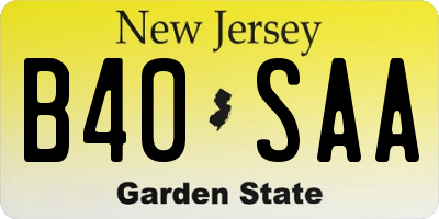 NJ license plate B40SAA