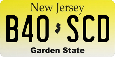 NJ license plate B40SCD