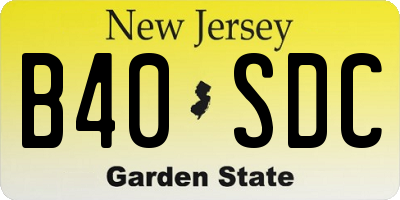 NJ license plate B40SDC