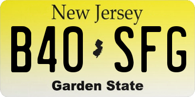 NJ license plate B40SFG