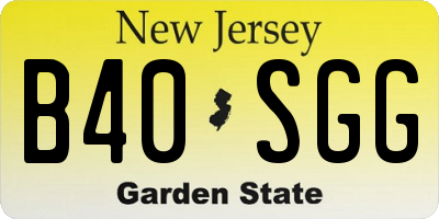 NJ license plate B40SGG