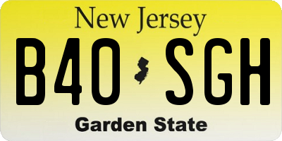 NJ license plate B40SGH