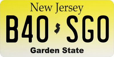 NJ license plate B40SGO
