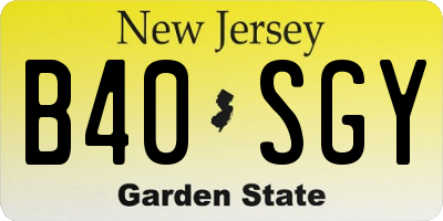 NJ license plate B40SGY