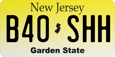 NJ license plate B40SHH