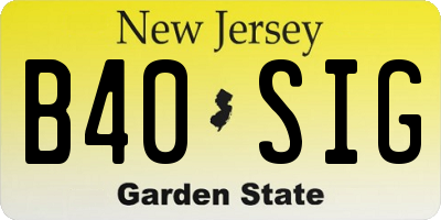 NJ license plate B40SIG
