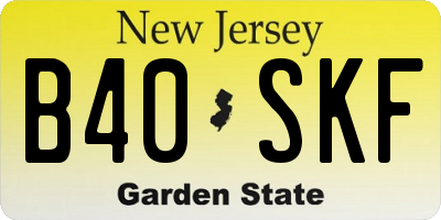 NJ license plate B40SKF